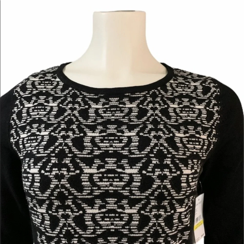 Nine‎ West Sweater Black Long Sleeve Knit Dress Size M - NEW